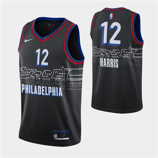 Men's Philadelphia 76ers #12 Tobias Harris 2020-21 Black City Swingman Stitched NBA Jersey